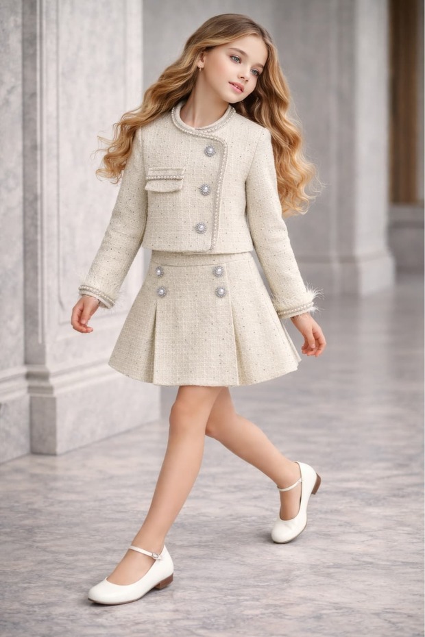 Girl's Festive Jacket Skirt Bag