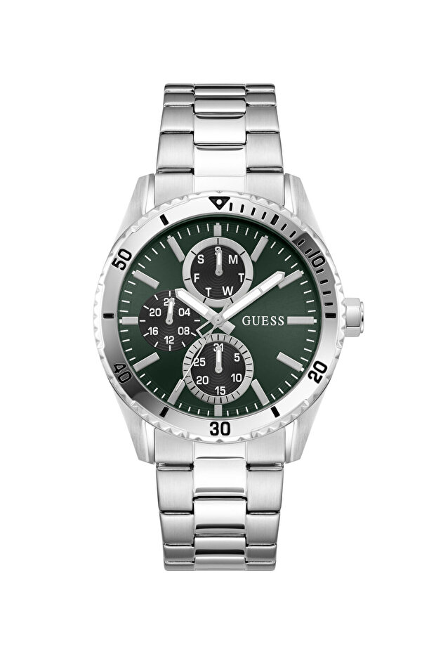 Mens Silver Tone Round Analog Watch