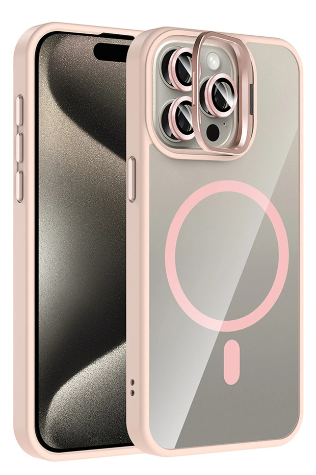 Matrixzn iPhone 14 Pro Max Cover with Remim Lens and Magsafe Stand (234843) - Pink