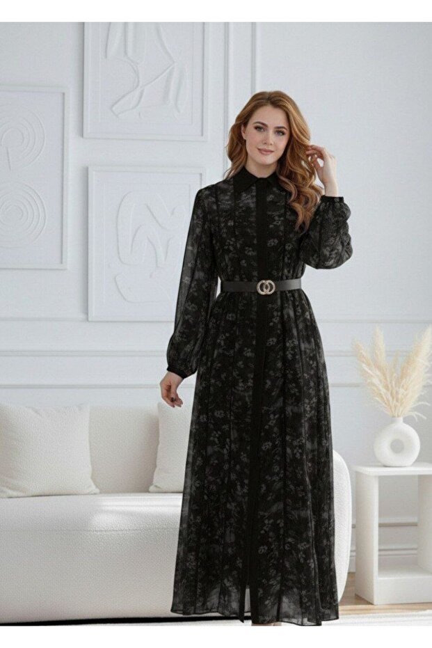 فستان شيفون منقوش "أثير الصيف" - 1