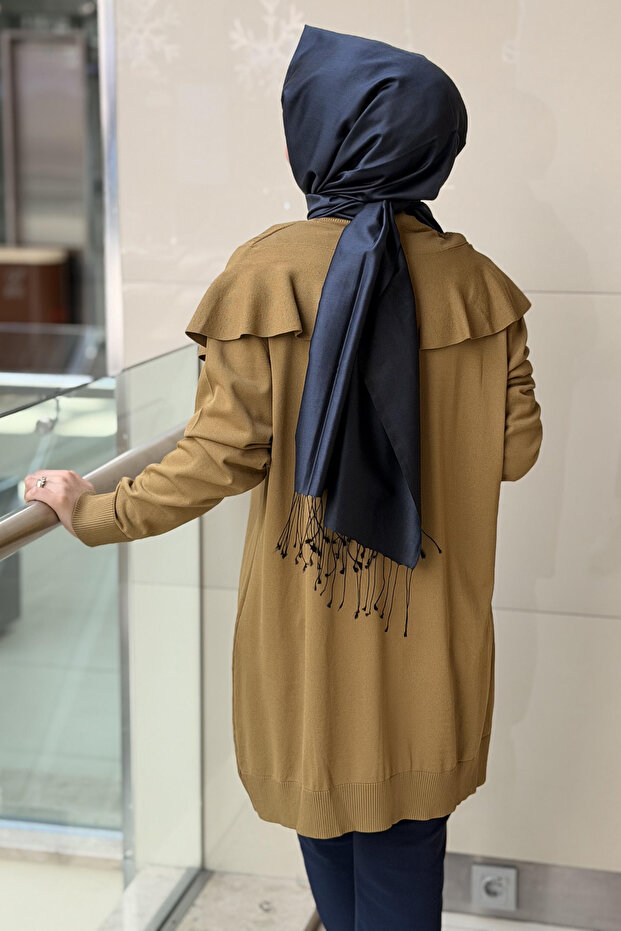 Dik Yaka Asimetrik Merserize Tunik - 3