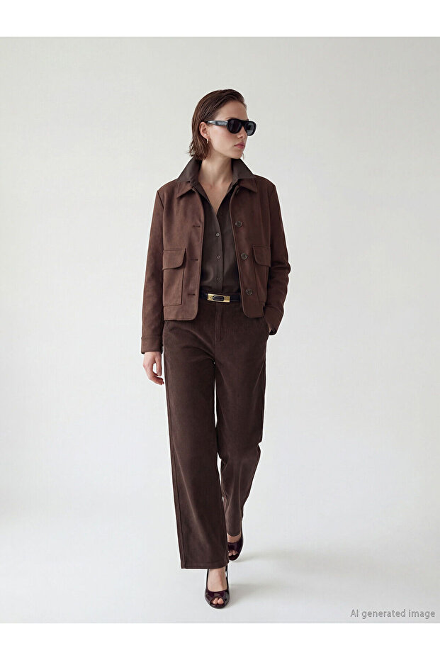 Trendlucky Women's Slim Fit Corduroy Pants with a Difference in Color