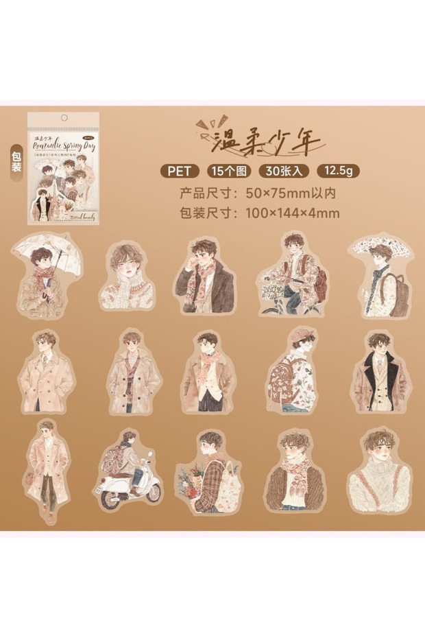 O15-30 Pieces Romantic Spring Day Girl Pet Stickers