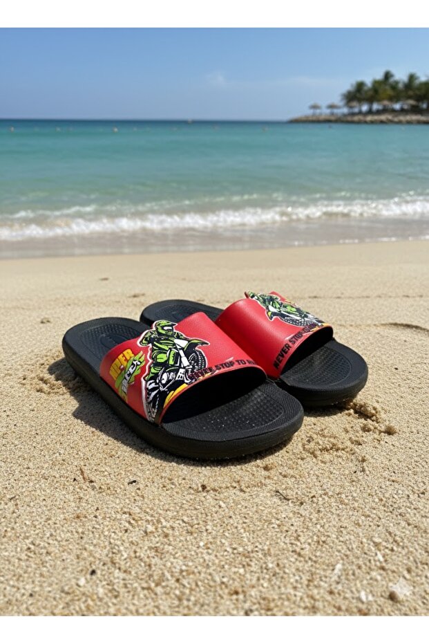 Children's Summer Illustrated Pu Comfortable Sole Home Bathroom Pool Beach Slippers