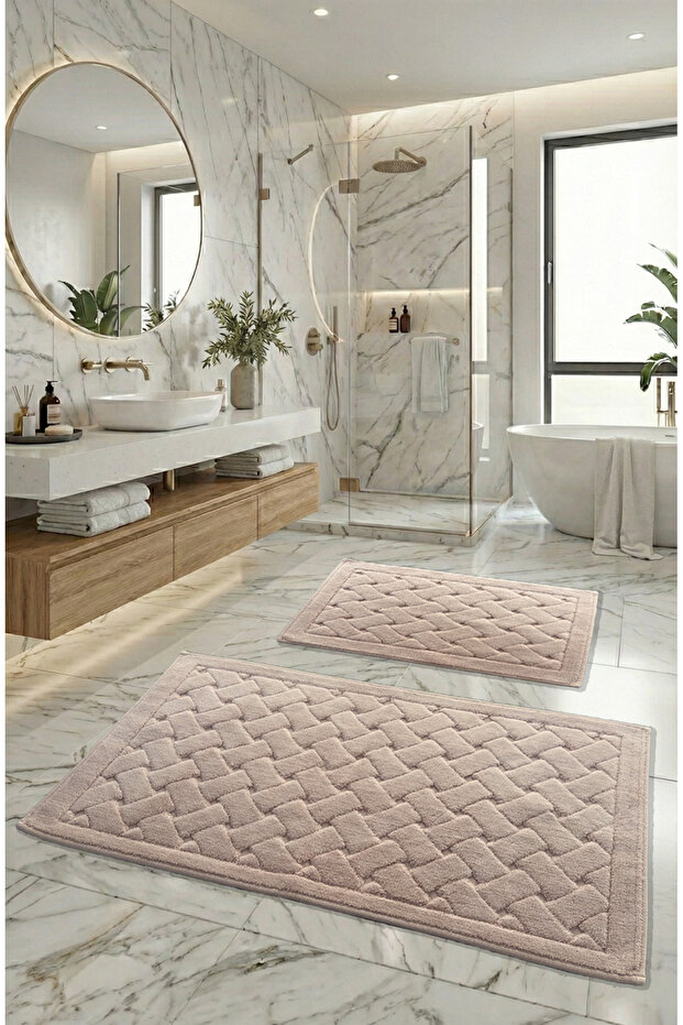 Kapadokya Soft, Super Absorbent 2-Piece 100% Cotton Ultra Luxury Bath Mat Set