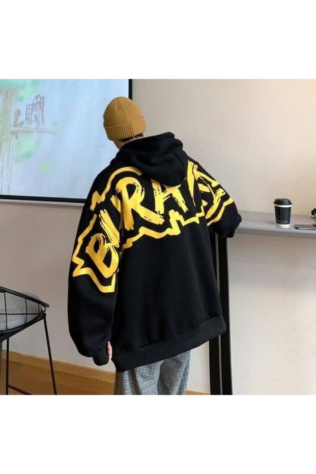 Unisex Black Oversize Hooded Sweatshirt Premium Printed Comfortable Casual Hoodie