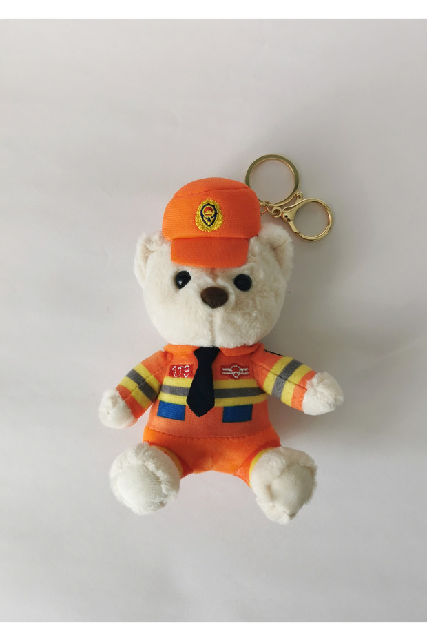 Police Teddy Bear Plush Toy Keychain Charm