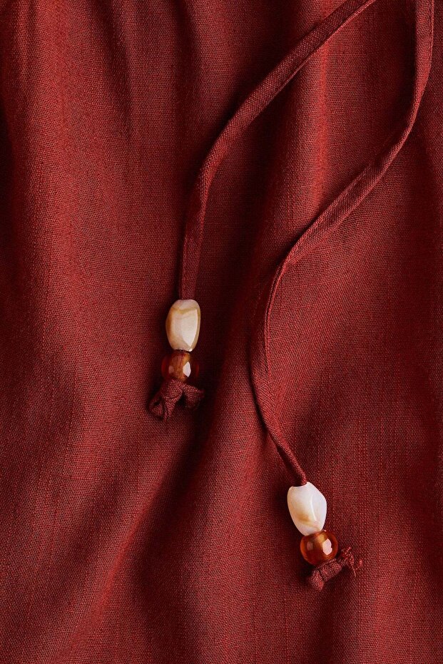 بنطلون من مزيج الكتان برباط - 2