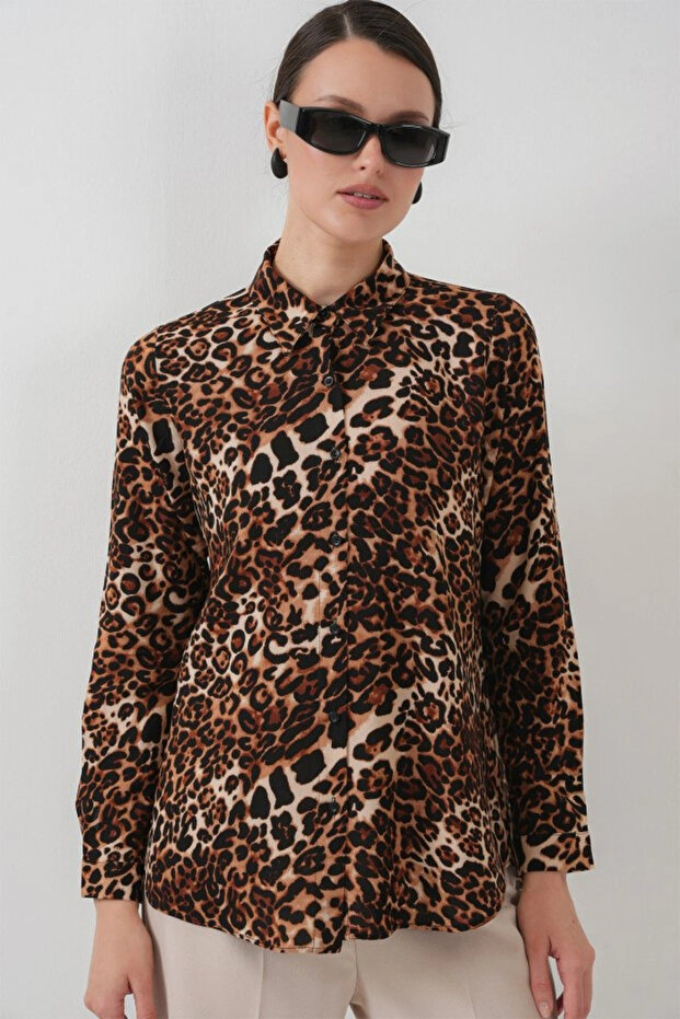 3721 قميص منقوش برسومات - C. Brown - 3