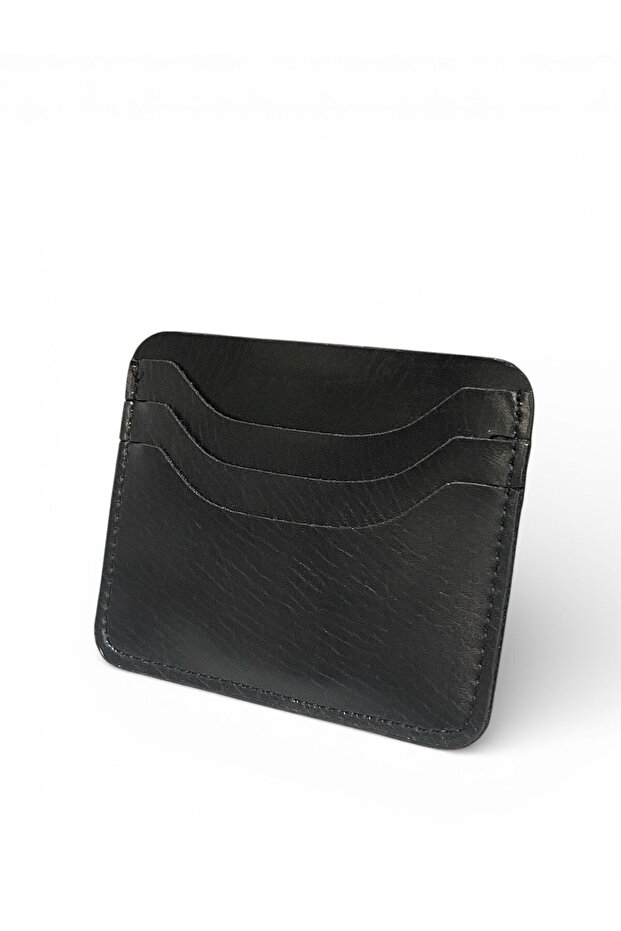 حامل بطاقات أسود أفقي الطراز بتصميم أساسي نحيف للجنسين - 3