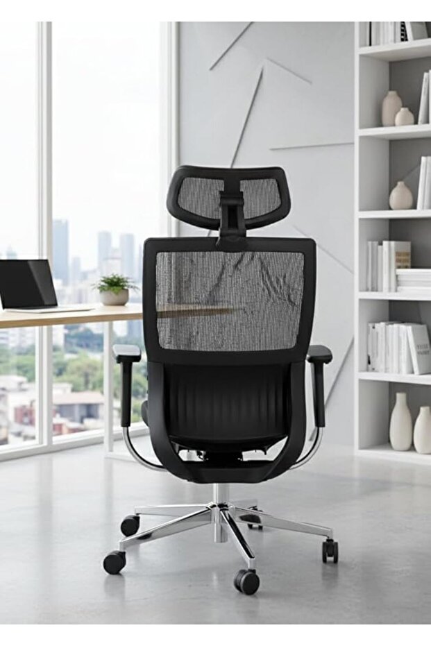 Afifa Furniture Black Office Chair – Ergonomic Chair with High Back Mesh, Adjustable Lumbar S