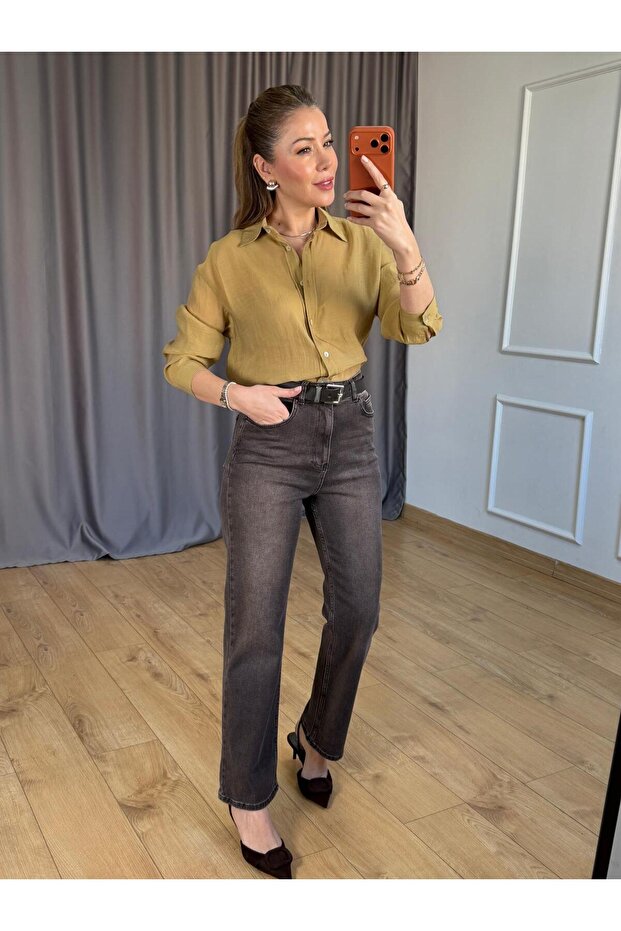 Koyu Hardal Basic Gömlek - 4