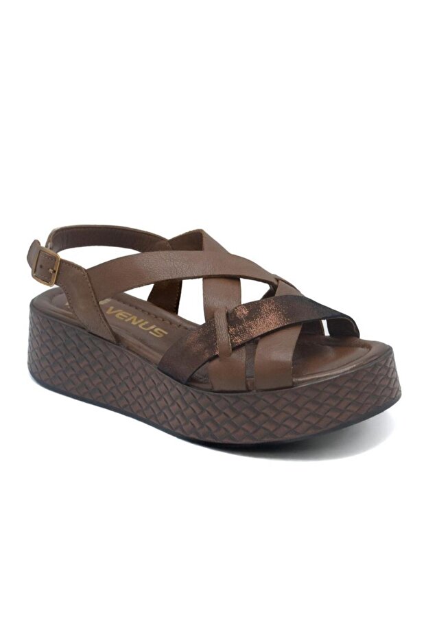 2409943Y Women's Genuine Leather Wedge Sandals