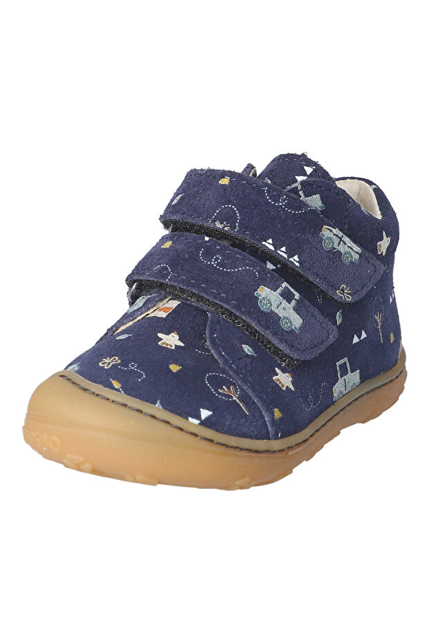 Carly Genuine Leather Ergonomic Barefoot First Step Shoes - Navy Blue