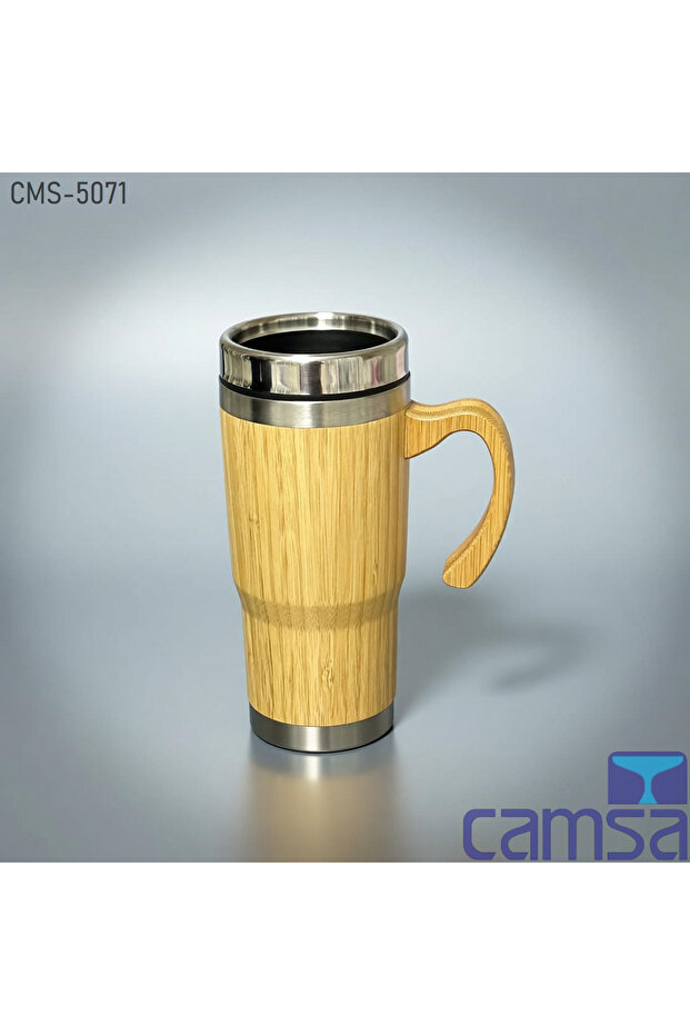 كوب ترمس مطلي بالخيزران سعة 450 مل