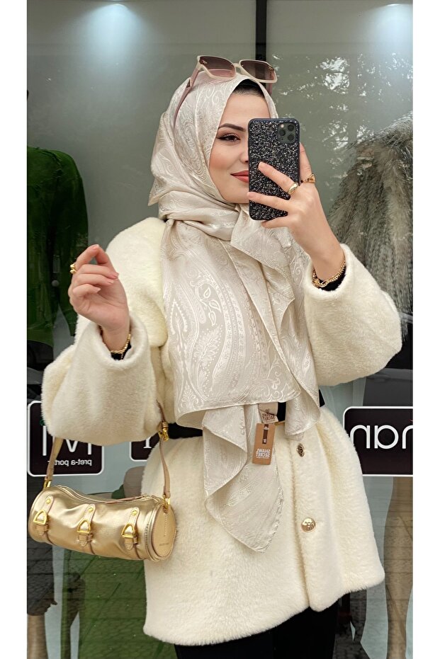 İtalyan ipeği jakar şal
