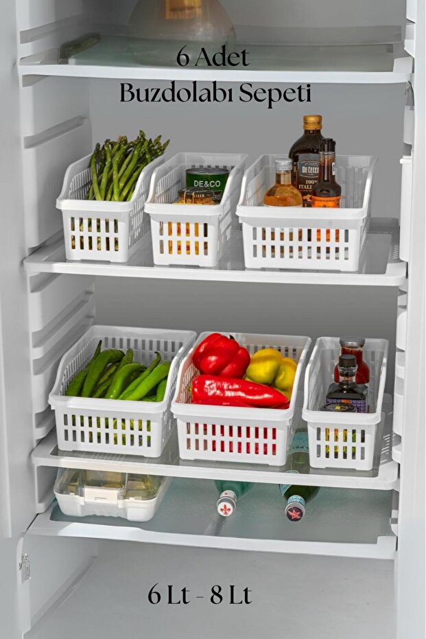 6-Piece Refrigerator Organizer Organizer Multi-Purpose Cabinet Organizer White 12X30X14 cm