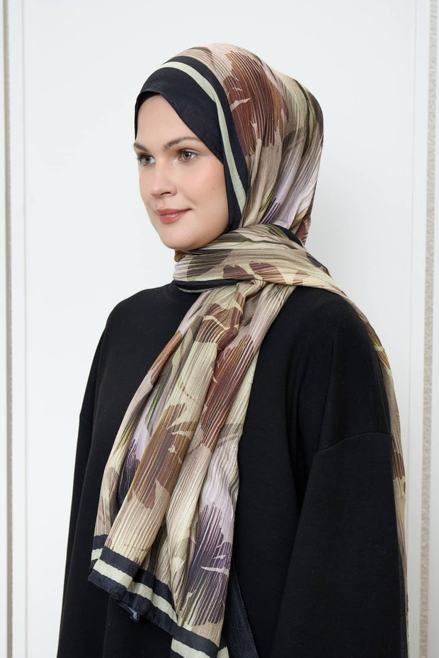 شال من الخيزران بنمط زهور خطية - 2