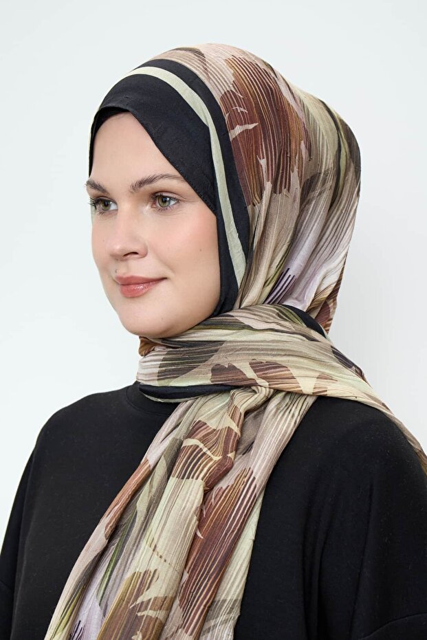 شال من الخيزران بنمط زهور خطية - 3