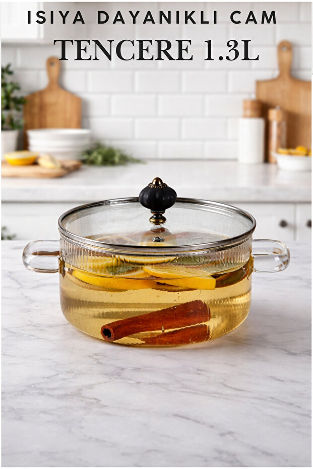 Carlton Black Lid Heat Resistant Glass Pot