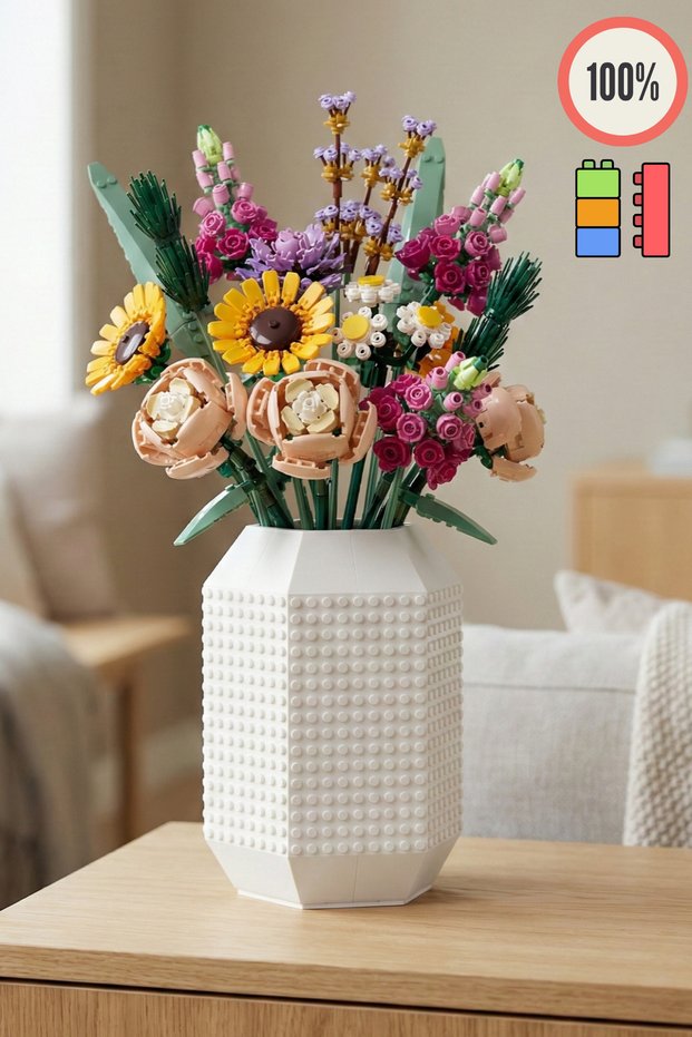 Large 100% Block Compatible White Oblique Form Body Vase – Decorative Flower Holder (Flowers Not Included)
