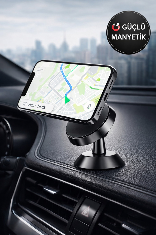 Magnetic Phone Holder 360 ° Rotating Strong Magnetic In-Car Torpedo Phone Stand Black