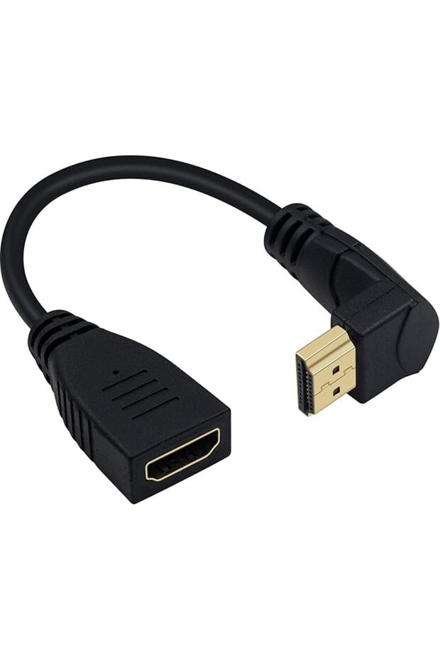 8K HDMI 2.1 Extension Cable 0.5ft - 90 Degree Down Angle Male to Female, 48Gbps Ultra High Speed Sup