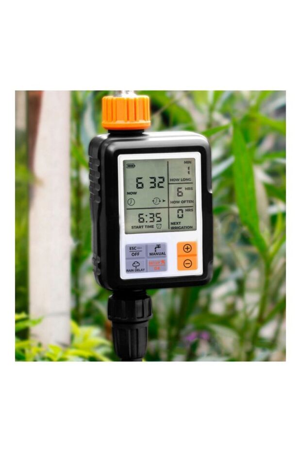 مؤقت رقمي أوتوماتيكي لنظام الري باللون الأسود/البرتقالي - 1