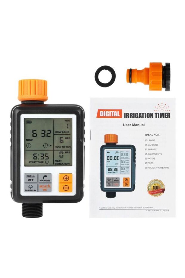 مؤقت رقمي أوتوماتيكي لنظام الري باللون الأسود/البرتقالي - 2