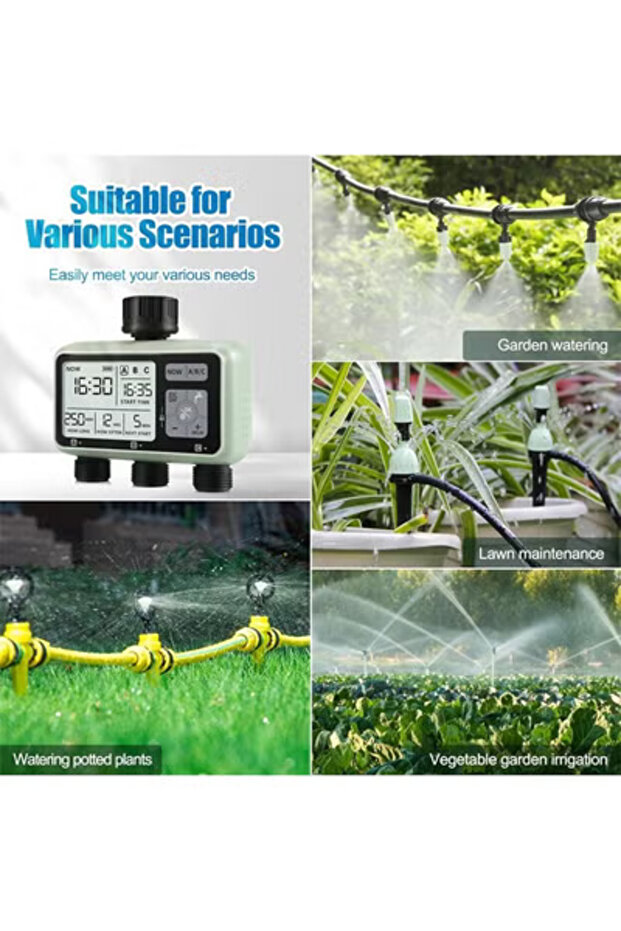مؤقت الرشاشات، مؤقت خرطوم بثلاثة منافذ، مؤقت مياه قابل للبرمجة - من نقطة واحدة إلى ثلاث نقاط - 7