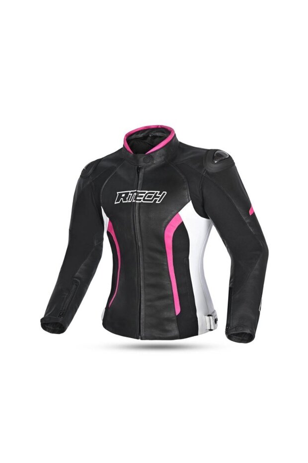 R-Tech Chaqueta Piel Tom Rider Lady Motorcycle Jacket L Size Gray / Pink