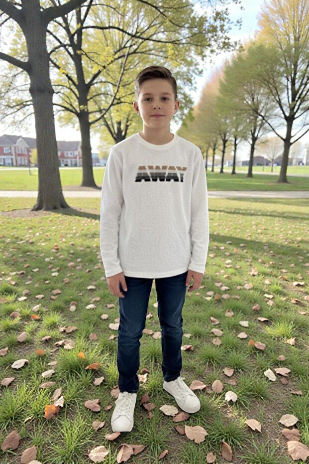 Written Long Sleeved T-Shirt for Ages 9-14 - White