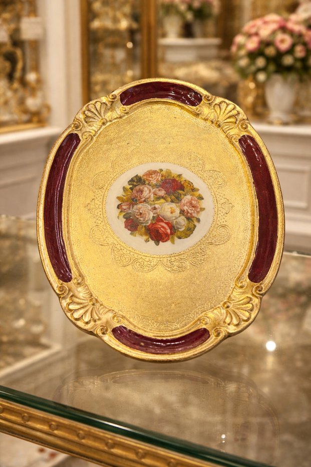 Esterhomedecor 4-Piece Single-Person Original Italian Rosewood Presentation Tray