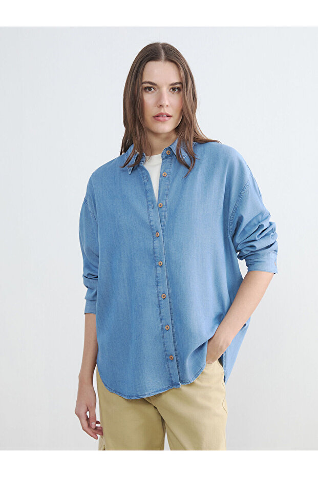 Nevavm Oversize Women's Jean Shirt with a Difference