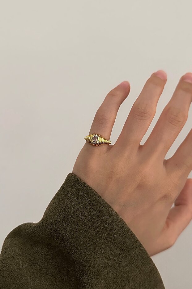 خاتم قابل للتعديل بقطع مستطيل الشكل - 1