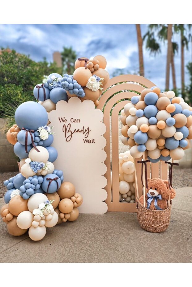Glass Blue Desert Sand Retro White Balloon Chain Set of 100