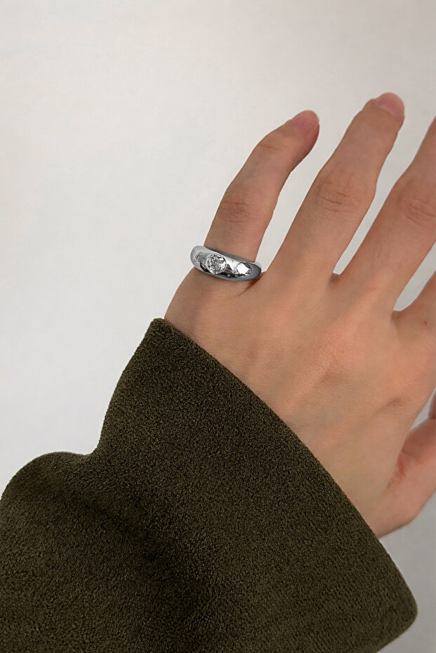 خاتم قابل للتعديل على شكل قلب مقطوع بشكل إبهامي - 1