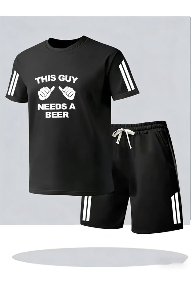 Unisex This Guy Printed Shorts Tshirt 2-Piece Top and Bottom Set