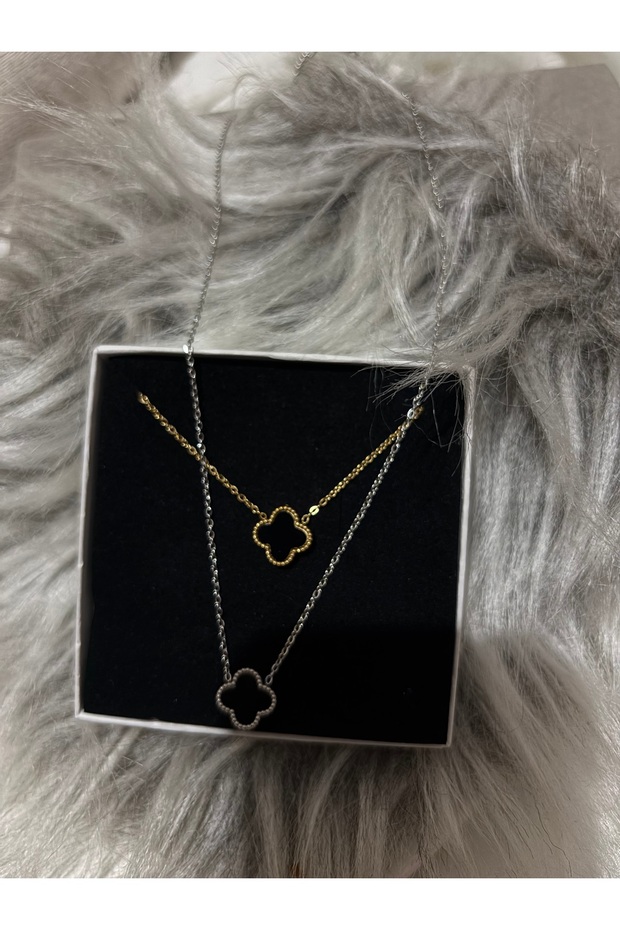 Çelik tekli yonca kolye V.clff kolye tekli yonca - 2