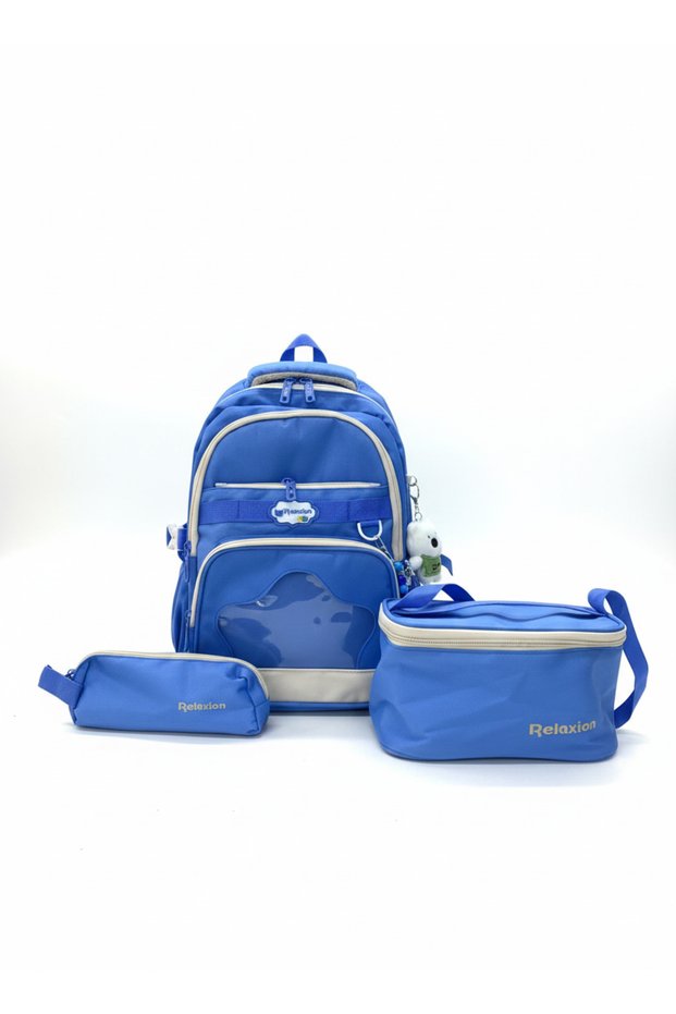 Relaxion 3-Piece Set with Accessories for Children's Primary School Bag, Backpack with Pen Holder and Lunch Bag 1920