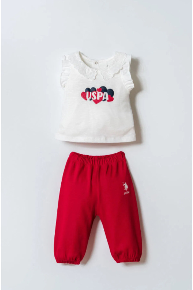 U.S.Polo Assn Usb2970 White Girls' 2-Piece Set