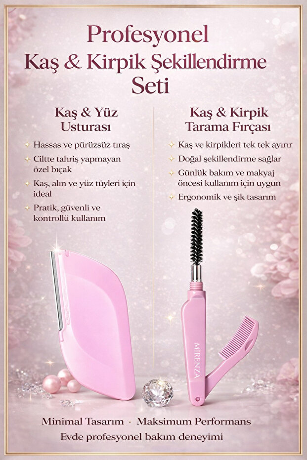2-Piece Eyebrow Care Set – Eyebrow Razor for Hair Removal - Folding Eyebrow and Eyelash Comb Brush