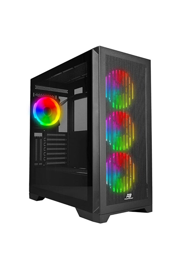 VK-G4306S هيكل كمبيوتر E-ATX كامل الحجم مع مروحة شبكية سوداء بدون طاقة وحلقة ARGB