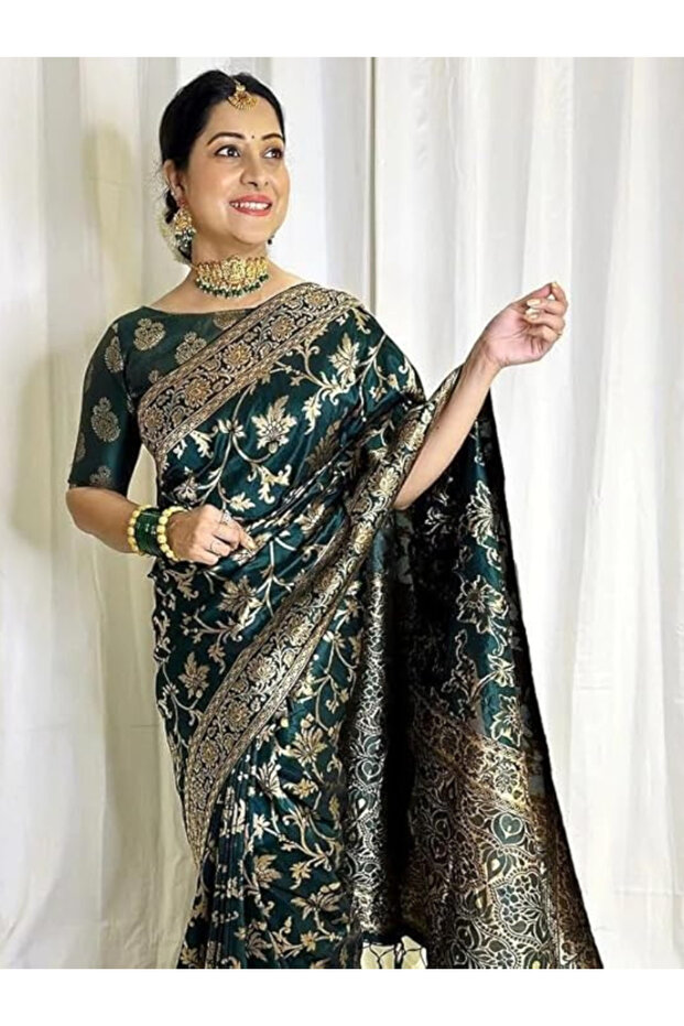 Green Silk Saree Banarasi Silk Saree - MAF3053 | Green