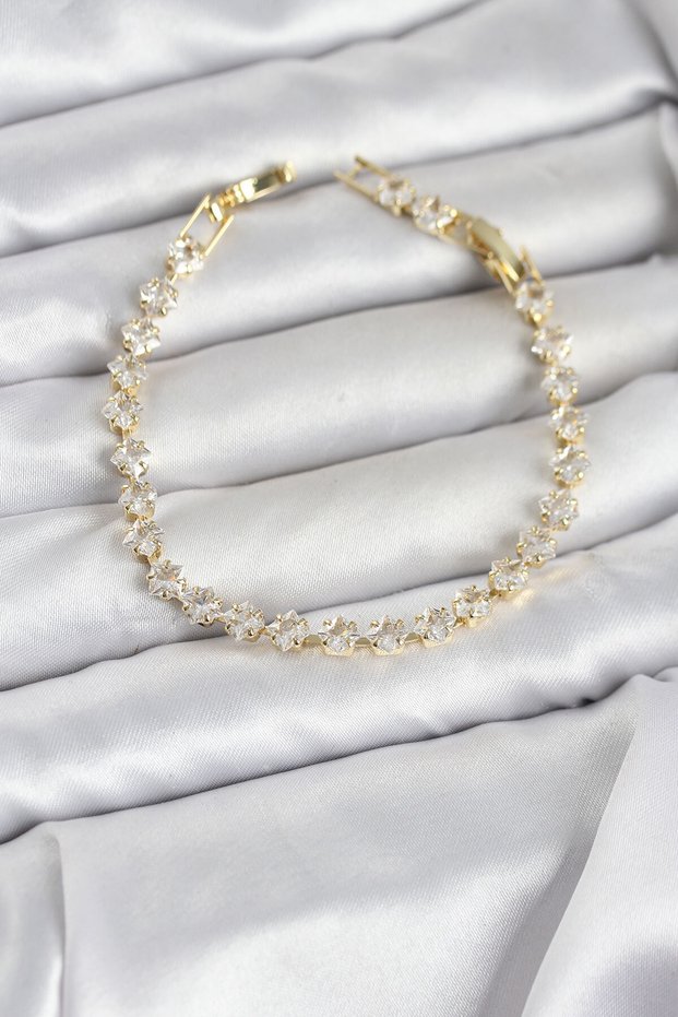 Square Zircon Stone Gold Color Brass Waterway Women's Bracelet