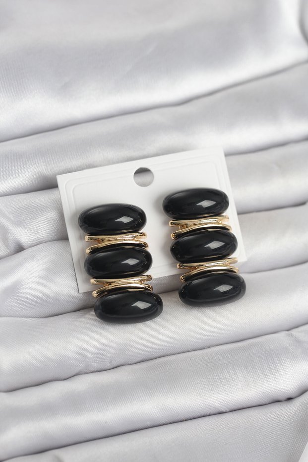 Black Vintage Model Gold Color Women's Earrings