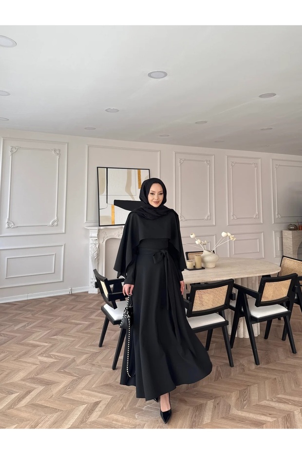 Double Fabric Cape Dress