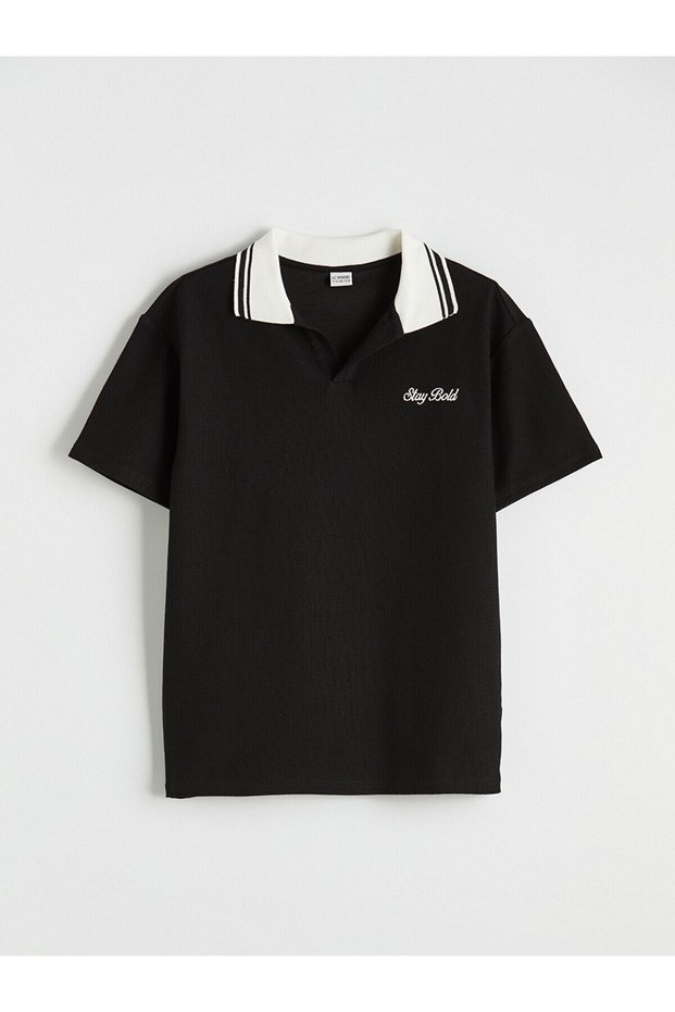 Vizyon New Season Polo Collar Embroidered Boys' T-Shirt