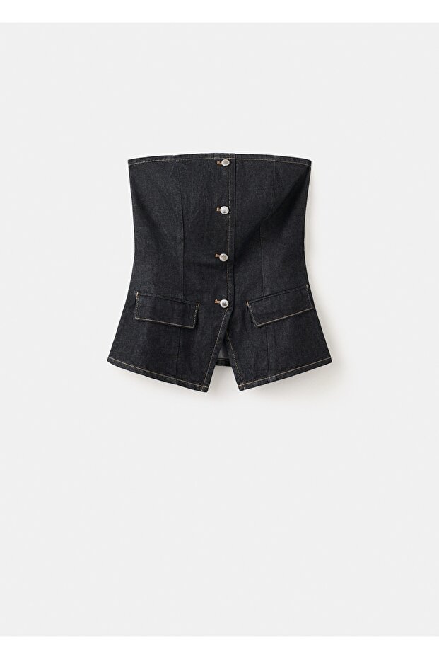 Straplez denim bluz - 3