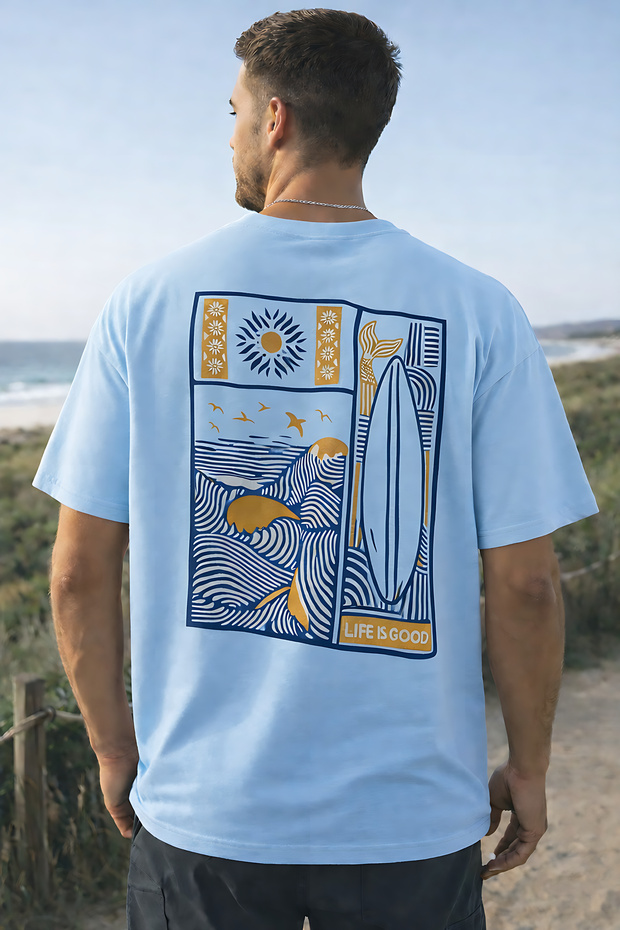 Life Is Good Back Printed Cotton Relaxed Fit Round Neck Unisex T-Shirt